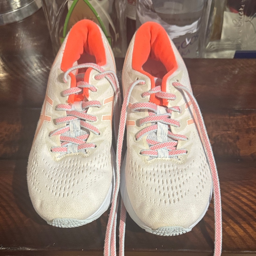 Women's Asics Athletic Running Shoes - White and Pink